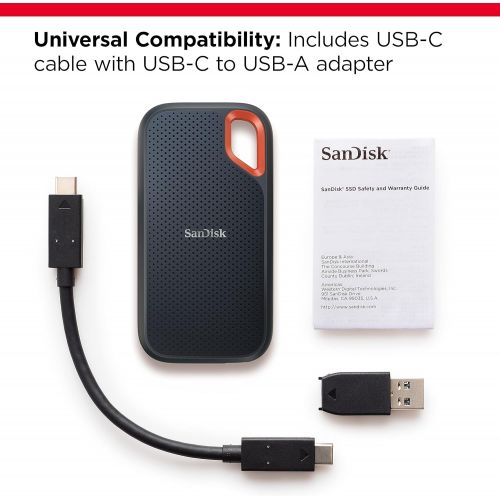 샌디스크 SanDisk 2TB Extreme Portable SSD - Up to 1050MB/s - USB-C, USB 3.2 Gen 2 - External Solid State Drive - SDSSDE61-2T00-G25