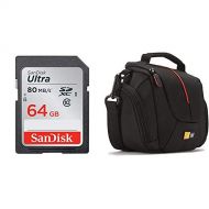 SanDisk Ultra 64GB Class 10 SDXC UHS-I Memory Card up to 80MB/s (SDSDUNC-064G-GN6IN) & Case Logic DCB-304 Compact System/Hybrid Camera Case (Black)