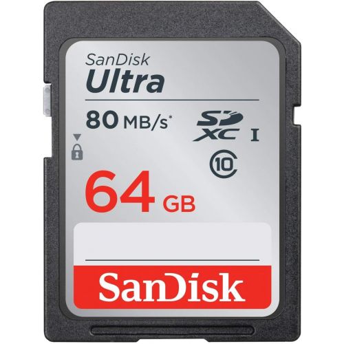 샌디스크 SanDisk Ultra 64GB Class 10 SDXC UHS-I Memory Card up to 80MB/s (SDSDUNC-064G-GN6IN) & Case Logic DCB-304 Compact System/Hybrid Camera Case (Black)