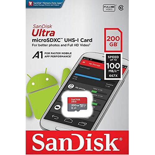 샌디스크 SanDisk 200GB Ultra Micro SDXC Memory Card Bundle Works with Samsung Galaxy J2 (2017), J2 Core, J2 Pro (2018) Phone UHS-I Class 10 (SDSQUAR-200G-GN6MA) Plus Everything But Strombol