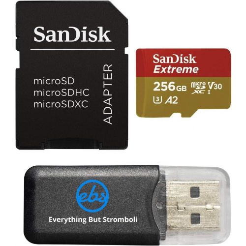 샌디스크 SanDisk 256GB Micro SDXC Memory Card Extreme Works with GoPro Hero 7 Black, Silver, Hero7 White UHS-1 U3 A2 with (1) Everything But Stromboli (TM) Micro Card Reader