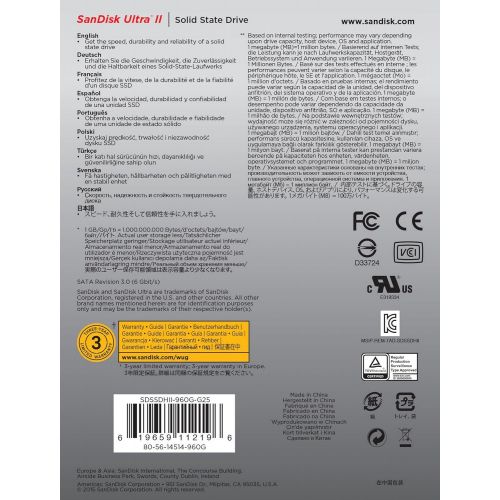 샌디스크 SanDisk Ultra II 960GB Solid State Drive (SDSSDHII-960G-G25)
