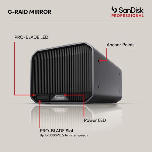  SanDisk Professional 12TB G-RAID Mirror 2-Bay RAID Thunderbolt 3 Array (2 x 6TB)