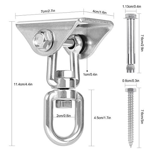  Besuchen Sie den SanGlory-Store SanGlory 450KG Kapazitat Deckenhaken Hangesessel, Edelstahl Hangematten Haken, Professionell Schaukel Haken mit 4 Schraube fuer Beton Holz Stuhl Sandsack, Sling Trainer, Yoga Boxsac