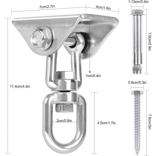  Besuchen Sie den SanGlory-Store SanGlory 450KG Kapazitat Deckenhaken Hangesessel, Edelstahl Hangematten Haken, Professionell Schaukel Haken mit 4 Schraube fuer Beton Holz Stuhl Sandsack, Sling Trainer, Yoga Boxsac