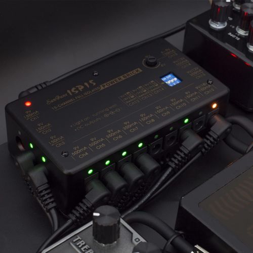  SanJune Guitar Isolated Pedal Power Supply 15 DC Outputs Fully Isolated for 9V/12V/18V Effect Pedal (4V to 9V Adjustable)