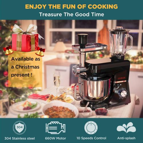  SanLidA COOKLEE 6-IN-1 Stand Mixer, 8.5 Qt. Multifunctional Electric Kitchen Mixer with 9 Accessories for Most Home Cooks, SM-1507BM, Nero Nemesis Black