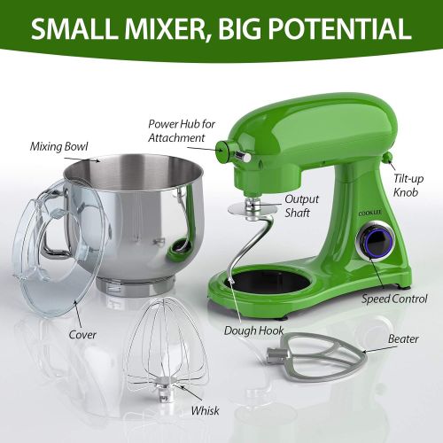 SanLidA All-Metal COOKLEE Stand Mixer, 800W 8.5-Qt. Kitchen Mixer 10+1 Speeds with Dishwasher-Safe Dough Hooks, Flat Beaters, Whisk & Pouring Shield, SM-1522NM, Leprechauns Green