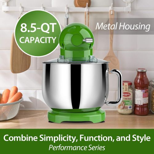  SanLidA All-Metal COOKLEE Stand Mixer, 800W 8.5-Qt. Kitchen Mixer 10+1 Speeds with Dishwasher-Safe Dough Hooks, Flat Beaters, Whisk & Pouring Shield, SM-1522NM, Leprechauns Green