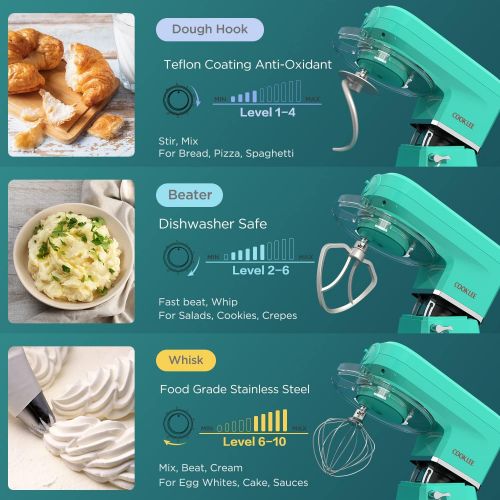  [아마존베스트]SanLidA 6-IN-1 Stand Mixer, 9.5 Qt. Multifunctional Electric Kitchen Mixer with 9 Accessories for Most Home Cooks, SM-1507BM, Mojito Green