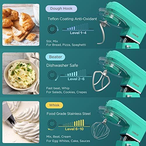  [아마존베스트]SanLidA COOKLEE 6-IN-1 Stand Mixer, 9.5 Qt. Multifunctional Electric Kitchen Mixer with 9 Accessories for Most Home Cooks, SM-1507BM, Mojito Green