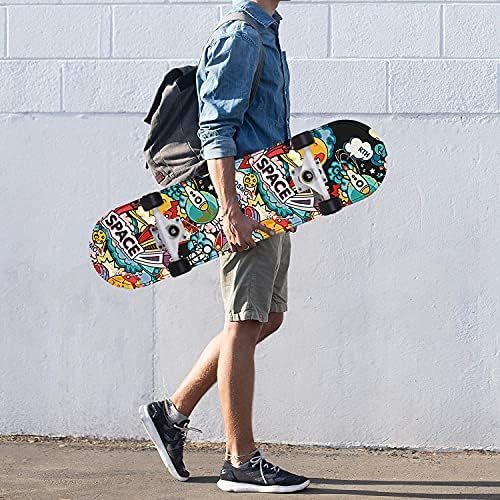  SanQing Skateboard Complete Skateboard for Kids Boys Girls Youths Standard Skateboard for Beginners Starters- 7 Layer 31 x 8 Canadian Maple Concave Kick Stunts Skate Boards (Beige)