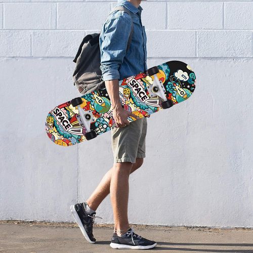  SanQing Skateboard Complete Skateboard for Kids Boys Girls Youths Standard Skateboard for Beginners Starters- 7 Layer 31 x 8 Canadian Maple Concave Kick Stunts Skate Boards (Beige)