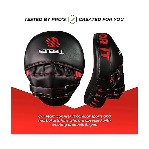  Sanabul Essential Curved Punching Mitts for Boxing and MMA | Ultimate Boxing Mitts & Pads Training Gear for Athletes | High-Performance Focus Mitts Muay Thai Pads for Sparring & Training Boxing Pads