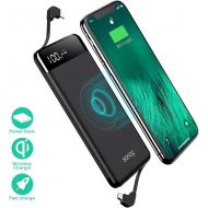 [아마존 핫딜]  [아마존핫딜]Sanag Wireless Portable Charger, Portable Charger, SANAG 10000mAh External Battery Pack, Type-C, QC 2.0 Ports and LED Displaly, Power Bank for iPhone, iPad, Samsung and More