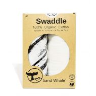 Sand Whale Swaddle Blanket 100% Organic Cotton Large Size 47 x 47 2 Pack White Stripes