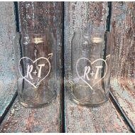 /SandJBargainVault SALE Custom beer glasses - valentines day glasses - gift for newlyweds - personalized bridesmaids gifts - mr and mrs glasses - gift for the
