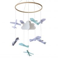 Sanda Baby Crib Mobile - Airplanes and Cloud - Nursery Decor - 100% Felt - White, Grey, Light Blue and...