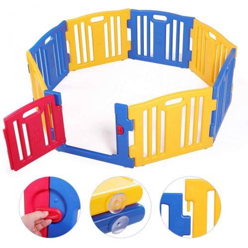  [아마존베스트]LAZYMOON Baby Playpen 8 Panel Foldable Kids Safety Play Center Fence Indoor Outdoor