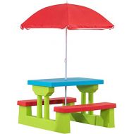 [아마존베스트]Sandinrayli Kid Outdoor Picnic Table Set with Removable and Foldable Umbrella, Junior Activity Play Table with Bench