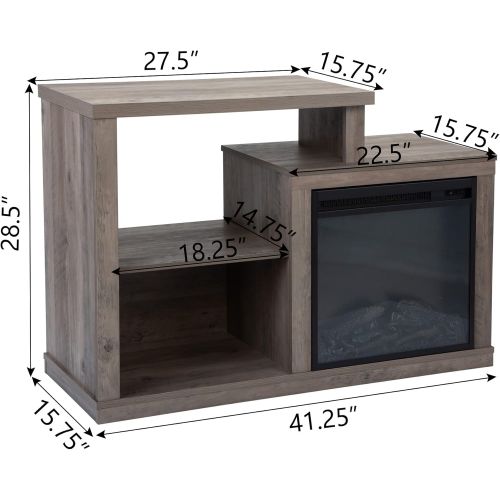  Sandinrayli Fireplace TV Stand for TVs up to 50 Inches Fireplace TV Stand Fireplace Corner TV Stand Media Storage Corner Fireplace, Rustic Gray(18” Electric Fireplace Insert)