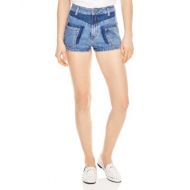 Sandro Talk Shadow Pocket Denim Shorts in Blue Vinta