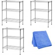 Sandusky WS241430 Wire Shelving, 24 Width x 30 Height x 14 Depth, 3 Shelves, Chrome, 3-Pack with Dust Wipe Cloth