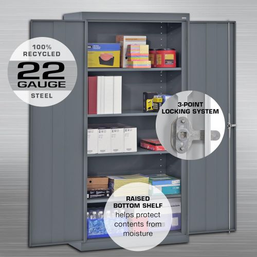  Sandusky Lee CA41361872-01, Welded Steel Classic Storage Cabinet, 4 Adjustable Shelves, Locking Swing-Out Doors, 72 Height x 36 Width x 18 Depth, Red