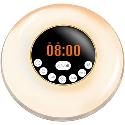  Sanfiyya Alarm Clock, Wake Up Light Night Sunrise Sunset Simulation RGB 7 Colours LED Bedside Lamp with Bluetooth Speaker FM Radio