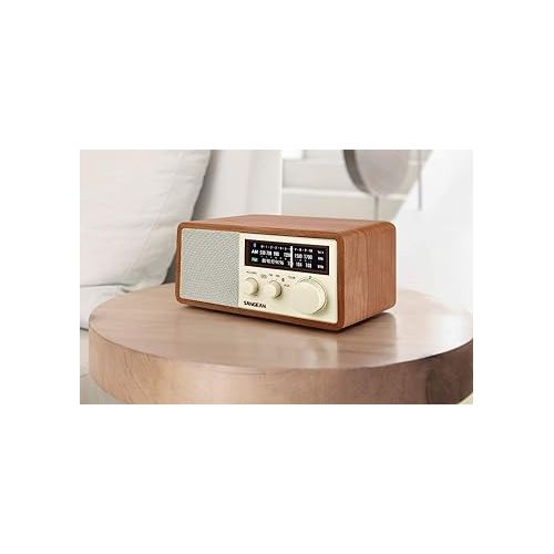  Sangean WR-16 AM/FM/Bluetooth/USB Phone Charging Wooden Cabinet Radio and Sangean WR-15WL AM/FM Table Top Wooden Radio, Walnut