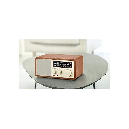  Sangean WR-16 AM/FM/Bluetooth/USB Phone Charging Wooden Cabinet Radio and Sangean WR-15WL AM/FM Table Top Wooden Radio, Walnut