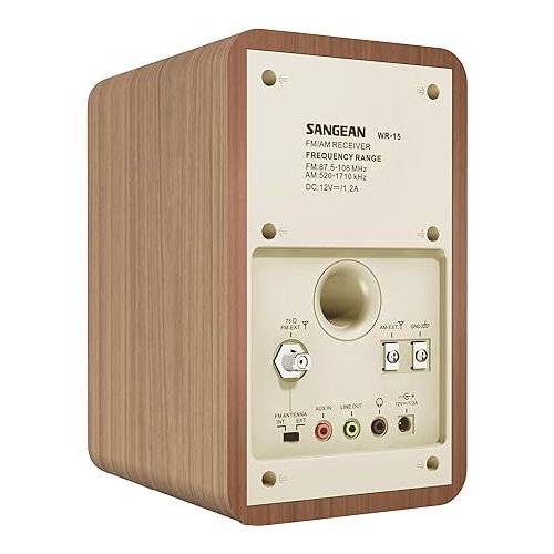  Sangean WR-16 AM/FM/Bluetooth/USB Phone Charging Wooden Cabinet Radio and Sangean WR-15WL AM/FM Table Top Wooden Radio, Walnut