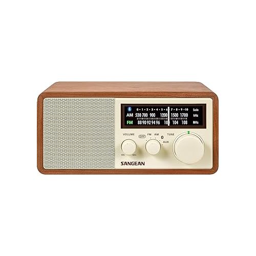  Sangean WR-16 AM/FM/Bluetooth/USB Phone Charging Wooden Cabinet Radio and Sangean WR-15WL AM/FM Table Top Wooden Radio, Walnut