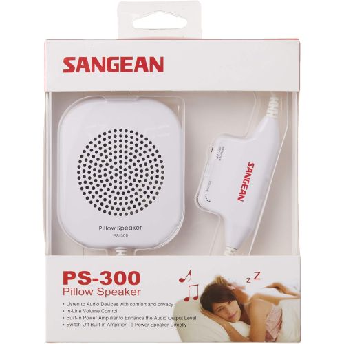  [아마존베스트]Sangean PS-300 Pillow Speaker with In-line Volume Control and Amplifier (White)