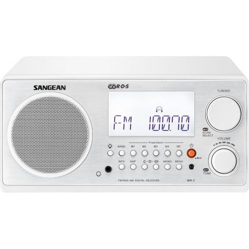  Sangean All in One AMFM Alarm Clock Radio with Large Easy to Read Backlit LCD Display (Walnut)