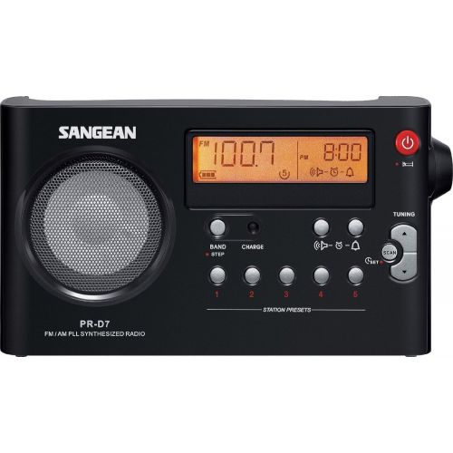  Sangean All in One Compact Portable Digital AMFM Radio with Built-in Speaker, Earphone Jack, Alarm Clock Plus 6ft Aux Cable to Connect Any Ipod, Iphone or Mp3 Digital Audio Player