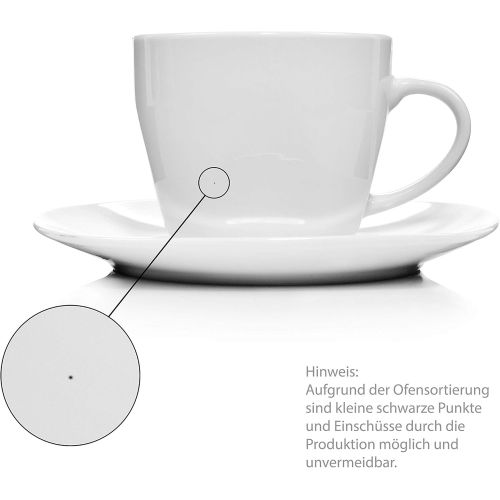  Sanger Kaffeetassen Set Bilgola aus Porzellan 6er Set | Bestehend aus Tassen und Untertassen | Fuellmenge 175 ml | Perfekt aufeinander abgestimmtes Set