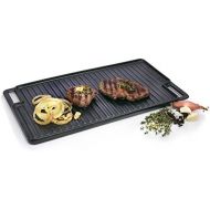 Sanger Grillplatte aus Gusseisen Zweiseitig verwendbar | 45,5x26 cm | Eine Seite gerippt, eine Seite flach | Von Werk vorgebrannt