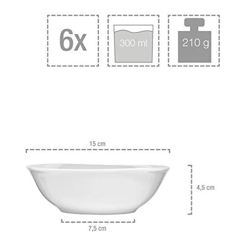  Sanger Mueslischalen Bilgola aus Porzellan 6er Set | Fuer 6 Personen | Durchmesser Mueslischale 15 cm | EIN modernes Set fuer stilbewusste Geniesser