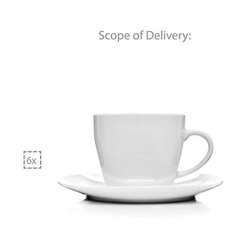  Sanger Kaffeetassen Set Bilgola aus Porzellan 6er Set | Bestehend aus Tassen und Untertassen | Fuellmenge 175 ml | Perfekt aufeinander abgestimmtes Set