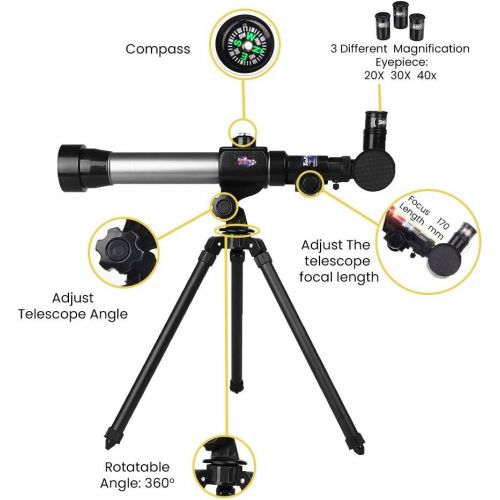  [아마존베스트]Sania Store Kids Astronomy Telescope With Tripod  20X 30X 40X Magnification Portable Travel Telescope | Lightweight,Easy-to-carry,A Great Beginners Kit For Astronomy Enthusiasts to Perform Sc