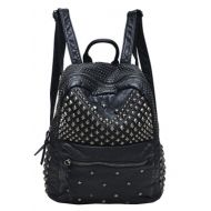 Sannea Womens Studded Black Leather Backpack Casual Pack Fashion School Bags for Girls