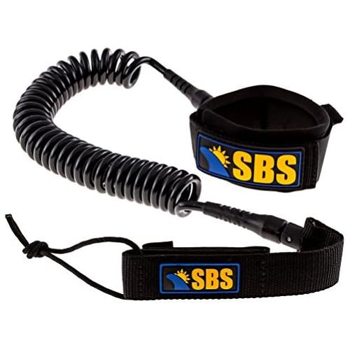  [아마존베스트]Santa Barbara Surfing SBS 10 Coiled SUP Leash - GUARANTEED FOR LIFE - Premium Design for Flat & Open Water Stand Up Paddle Board