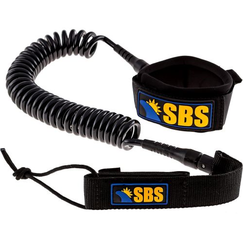  [아마존베스트]Santa Barbara Surfing SBS 10 Coiled SUP Leash - GUARANTEED FOR LIFE - Premium Design for Flat & Open Water Stand Up Paddle Board