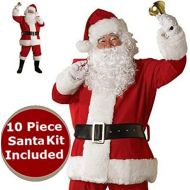 BirthdayExpress Santa Costume - Red Plush Deluxe Complete 10 Piece Kit - Santa Suit Outfit