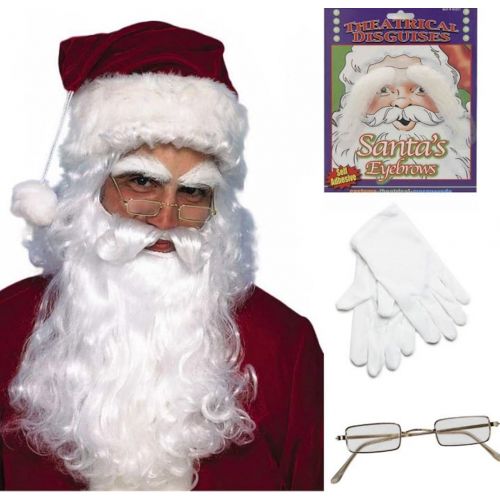  BirthdayExpress Santa Costume - Red Plush Deluxe Complete 10 Piece Kit - Santa Suit Outfit