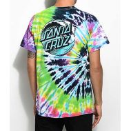 SANTA CRUZ SKATE Santa Cruz Wave Dot Flashback Rainbow Tie Dye T-Shirt