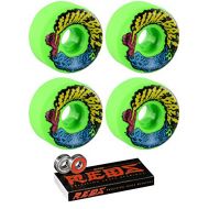 Santa Cruz Skateboards 56mm Slimeballs Vomits Mini Skateboard Wheels with Bones Bearings - 8mm Bones Reds Precision Skate Rated Skateboard Bearings - Bundle of 2 Items