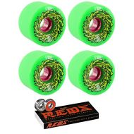 Santa Cruz Skateboards 66mm Slimeballs OG Slime Longboard Skateboard Wheels with Bones Bearings - 8mm Bones Reds Precision Skate Rated Skateboard Bearings - Bundle of 2 Items