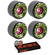 Santa Cruz Skateboards 60mm Slimeballs OG Slime Longboard Skateboard Wheels with Bones Bearings - 8mm Bones Reds Precision Skate Rated Skateboard Bearings - Bundle of 2 Items